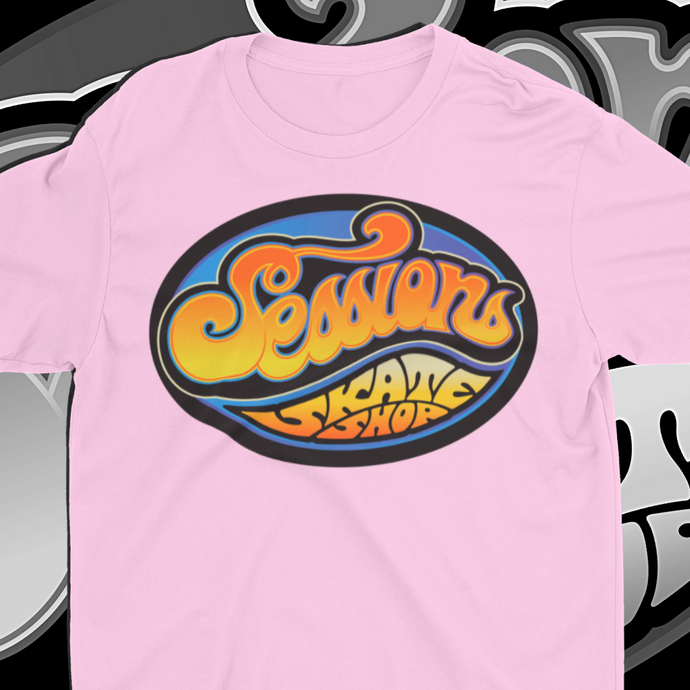 SESSIONS SKATE SHOP LOGO on PINK