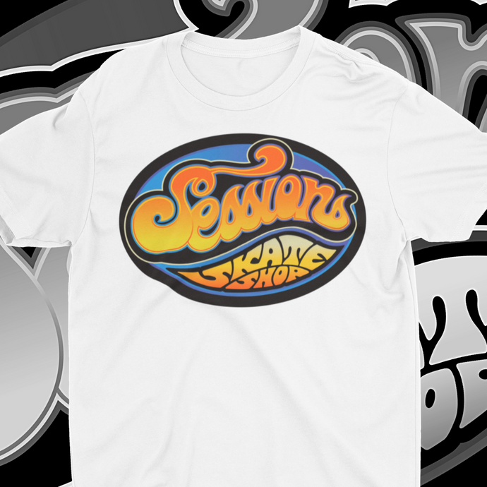 SESSIONS SKATE SHOP LOGO on white